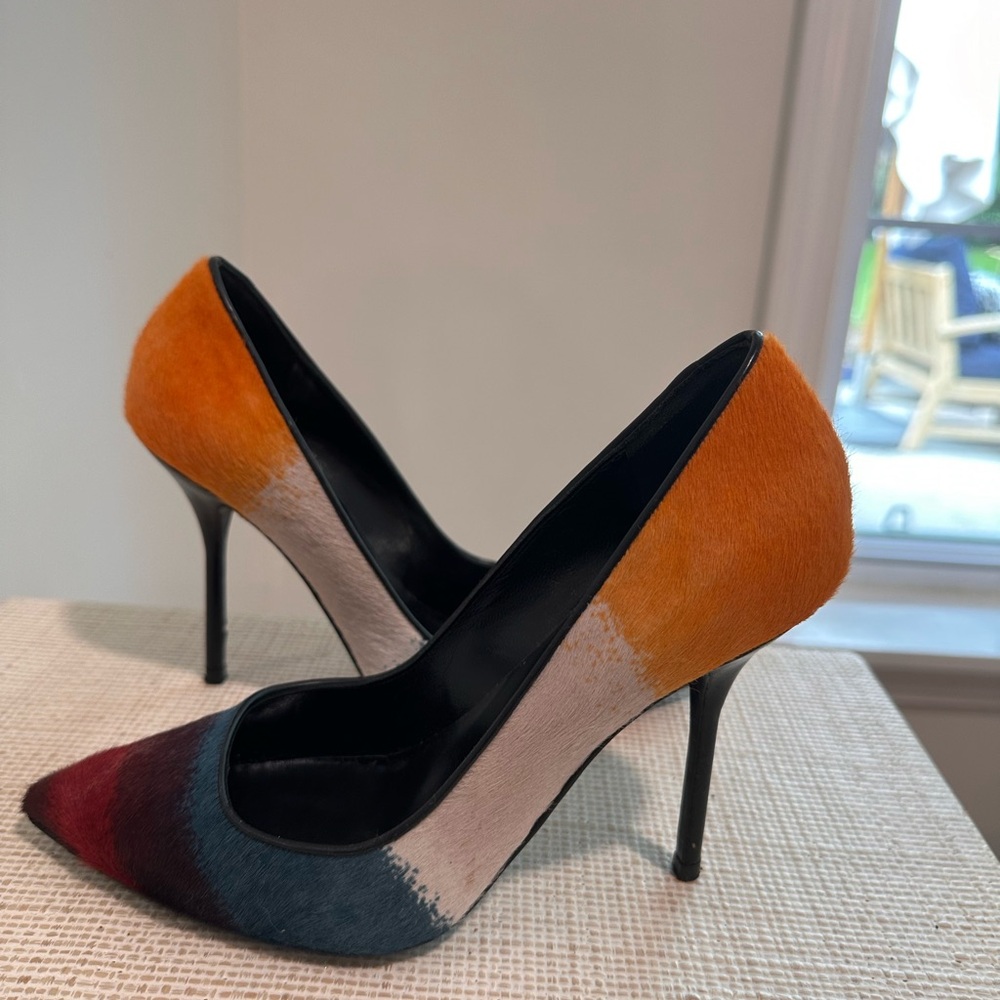 Pierre Hardy Multi Colored Hairy Calf and Shiny Calf Pump